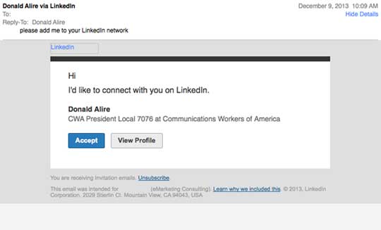 Donald Alire Wants to Connect on LinkedIn